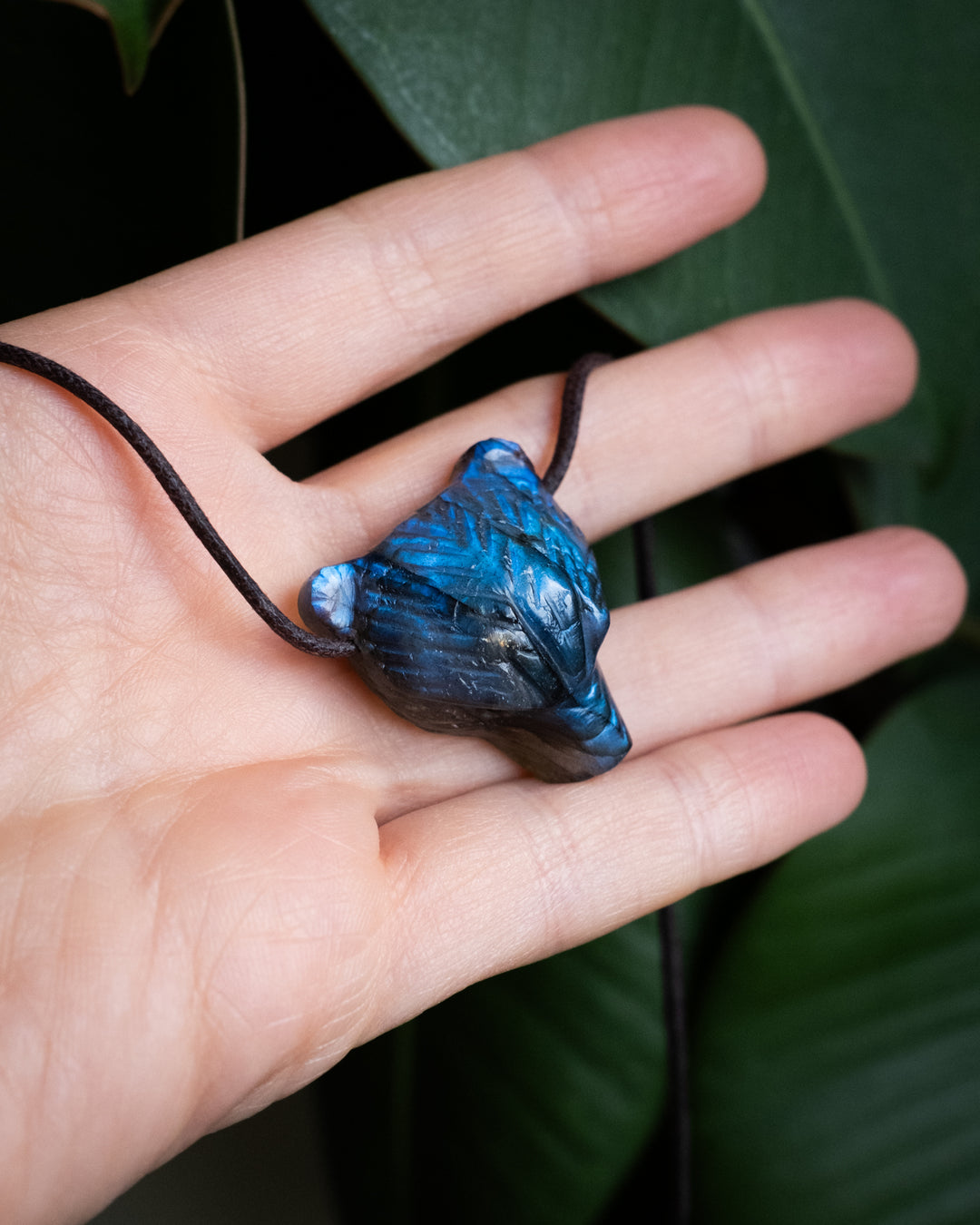 Labradorite Hand Carved Bear Necklace - The Healing Pear