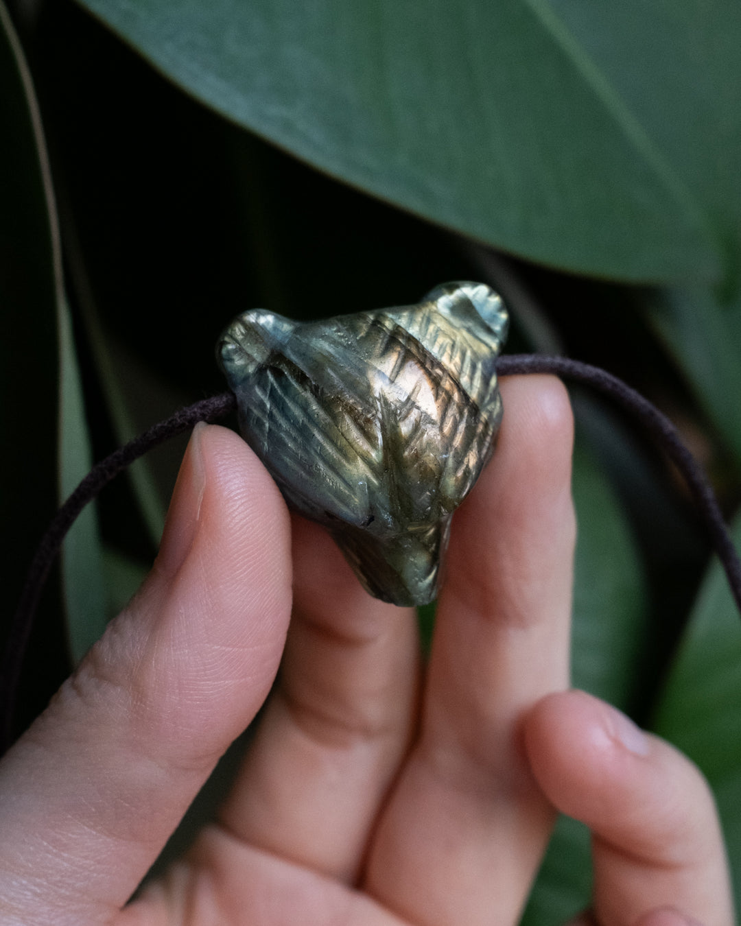 Labradorite Hand Carved Bear Necklace - The Healing Pear