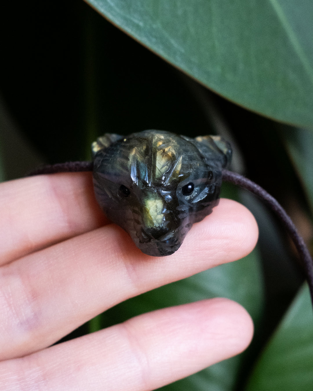 Labradorite Hand Carved Bear Necklace - The Healing Pear