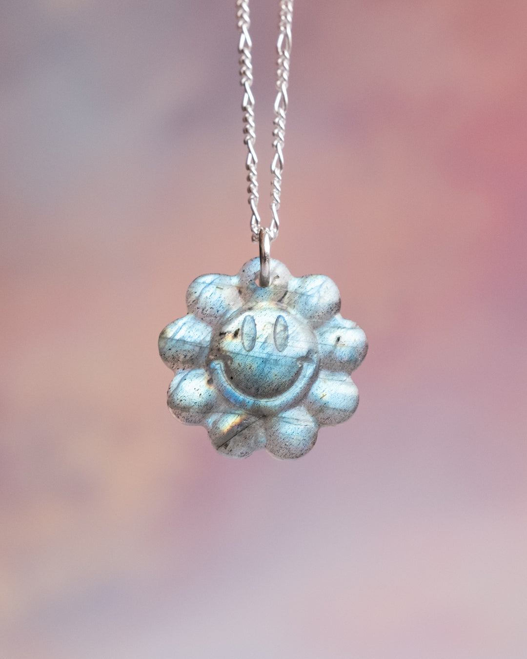 Labradorite Hand Carved Groovy Flower Necklace - The Healing Pear