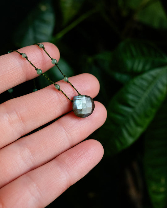 Labradorite Hand Knotted Beaded Necklace