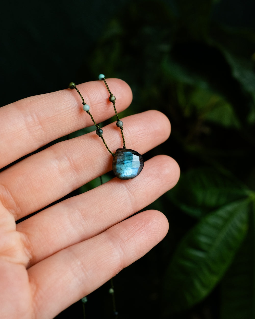 Labradorite Hand Knotted Beaded Necklace