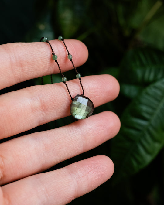 Labradorite Hand Knotted Beaded Necklace
