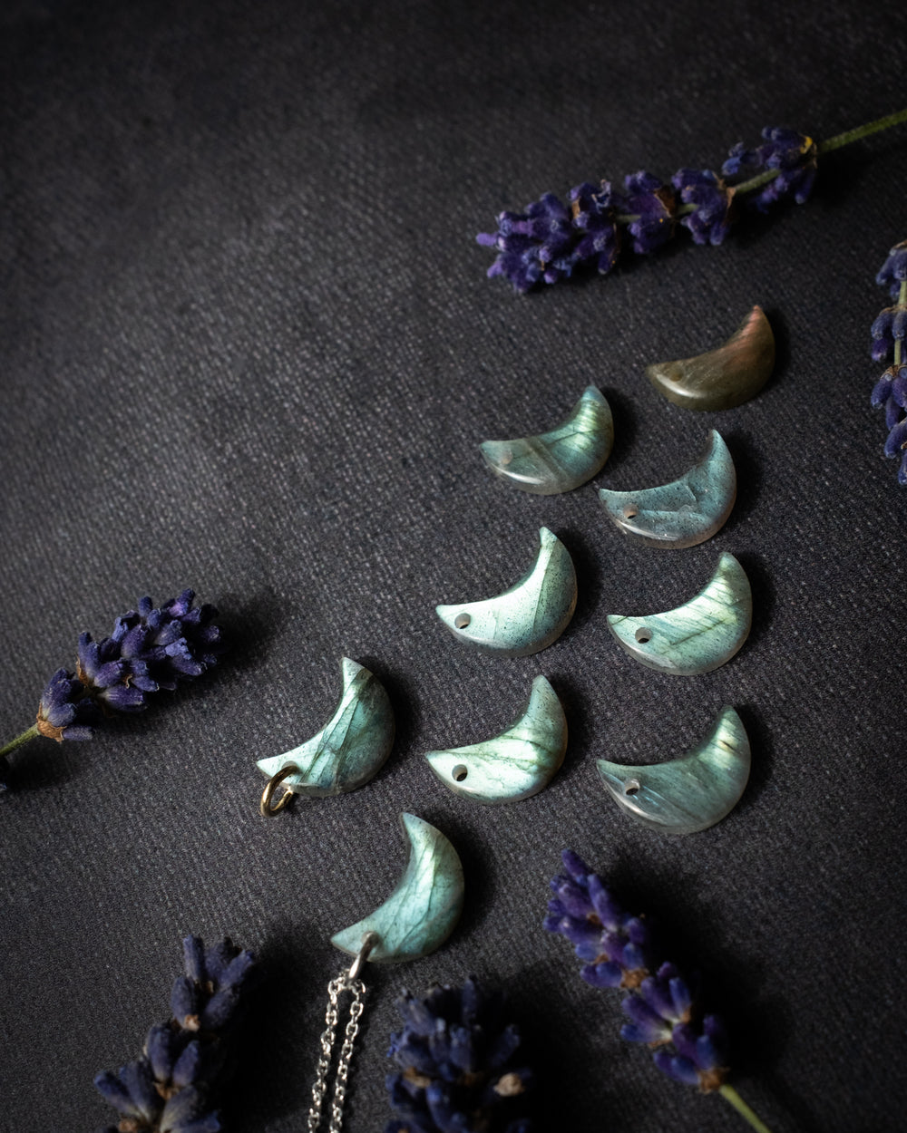 Labradorite Crescent Moon Recycled Sterling Silver Necklace - The Healing Pear