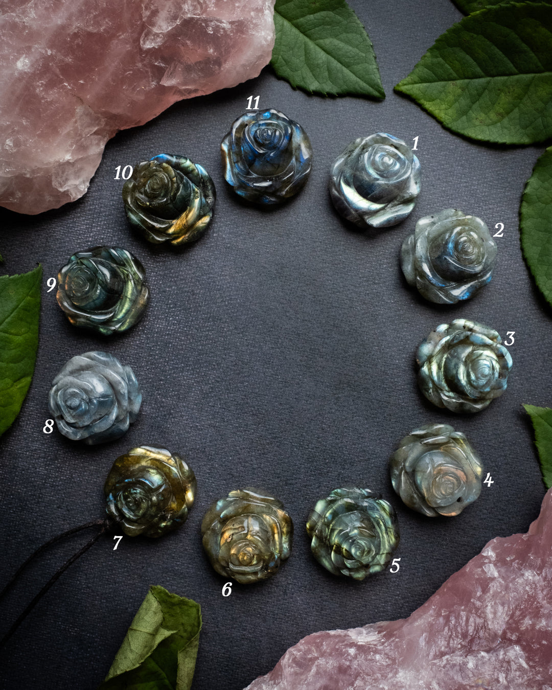 Labradorite Hand Carved Rose Necklace - The Healing Pear