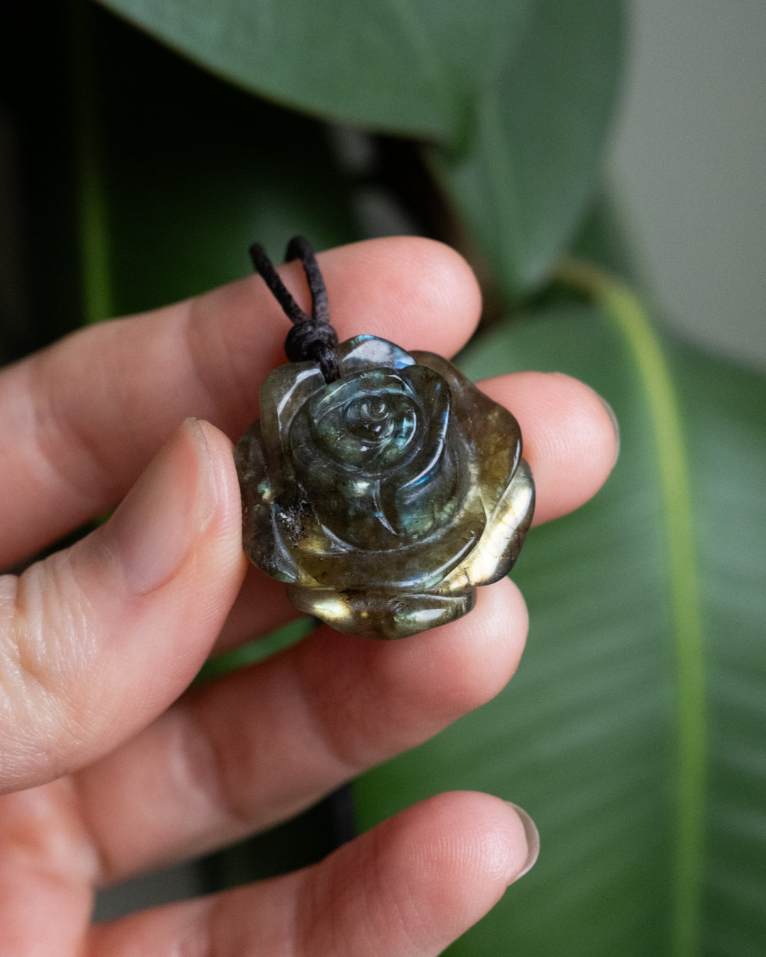 Labradorite Hand Carved Rose Necklace - The Healing Pear