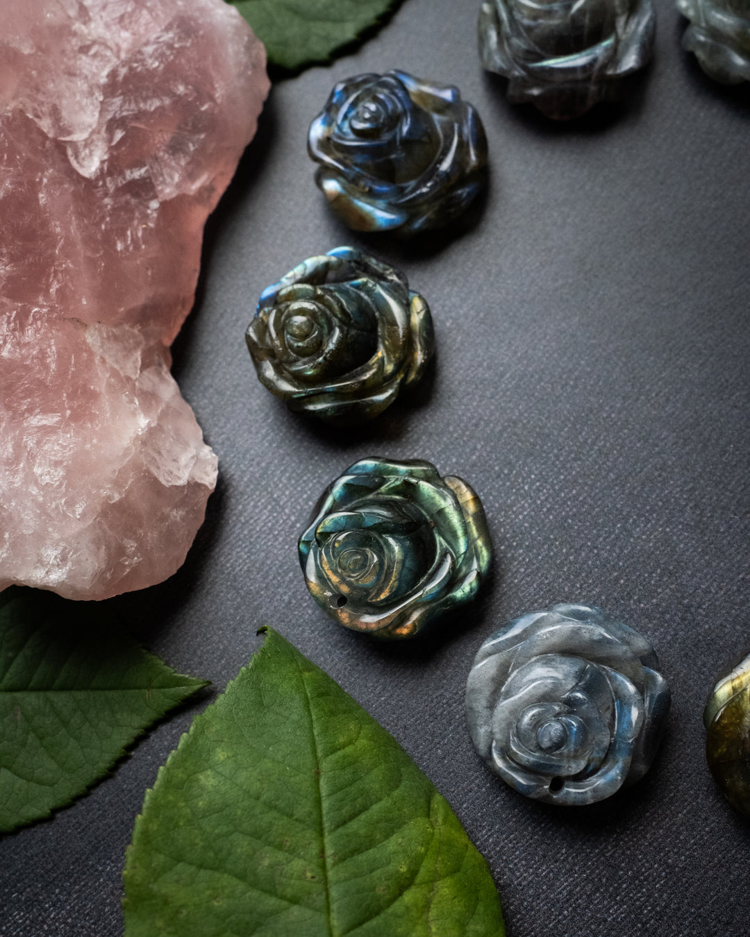 Labradorite Hand Carved Rose Necklace - The Healing Pear