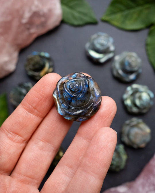 Labradorite Hand Carved Rose Necklace - The Healing Pear