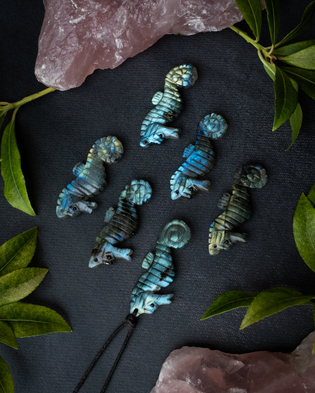 Labradorite Hand Carved Seahorse Necklace - The Healing Pear