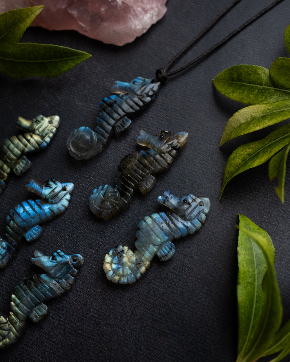 Labradorite Hand Carved Seahorse Necklace - The Healing Pear