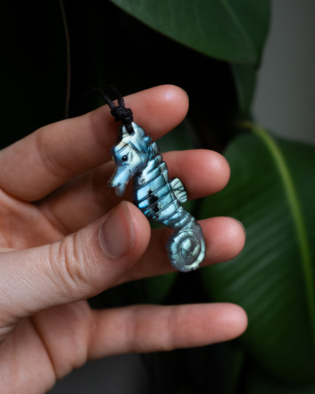 Labradorite Hand Carved Seahorse Necklace - The Healing Pear