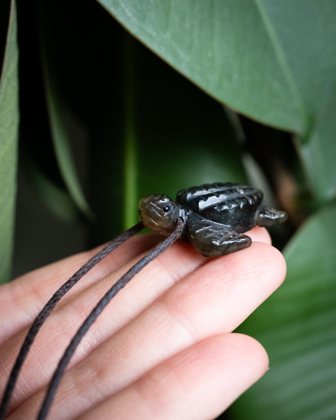Small Labradorite Hand Carved Leatherback Sea Turtle Necklace - The Healing Pear