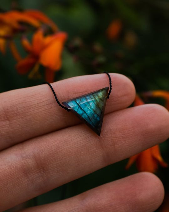 Labradorite Triangle Vegan Silk Necklace - The Healing Pear
