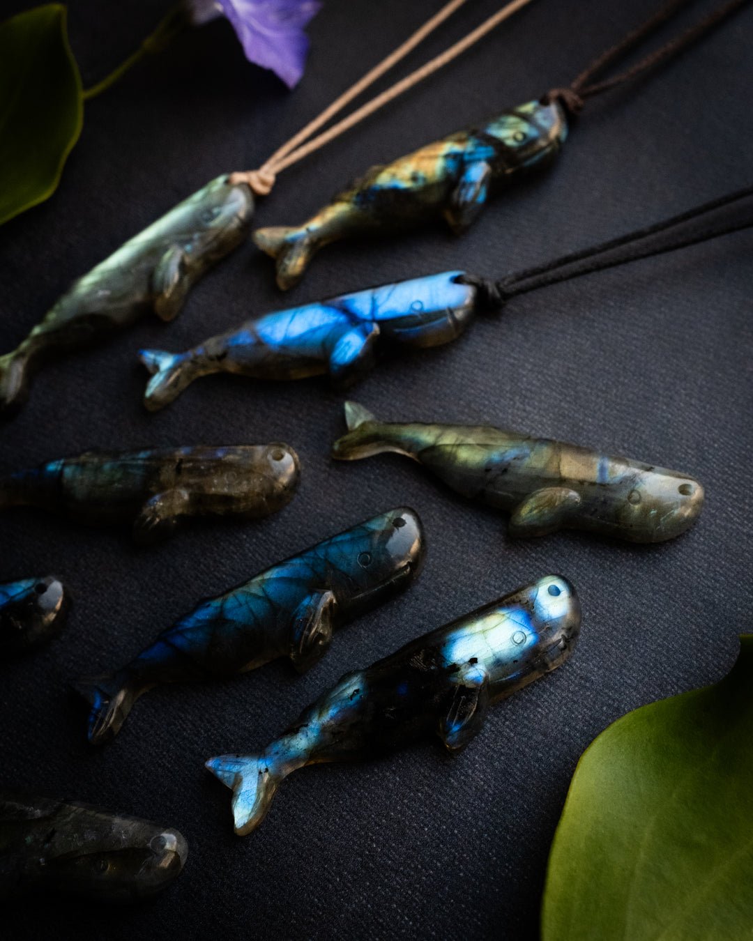 Labradorite Hand Carved Sperm Whale Necklace - The Healing Pear