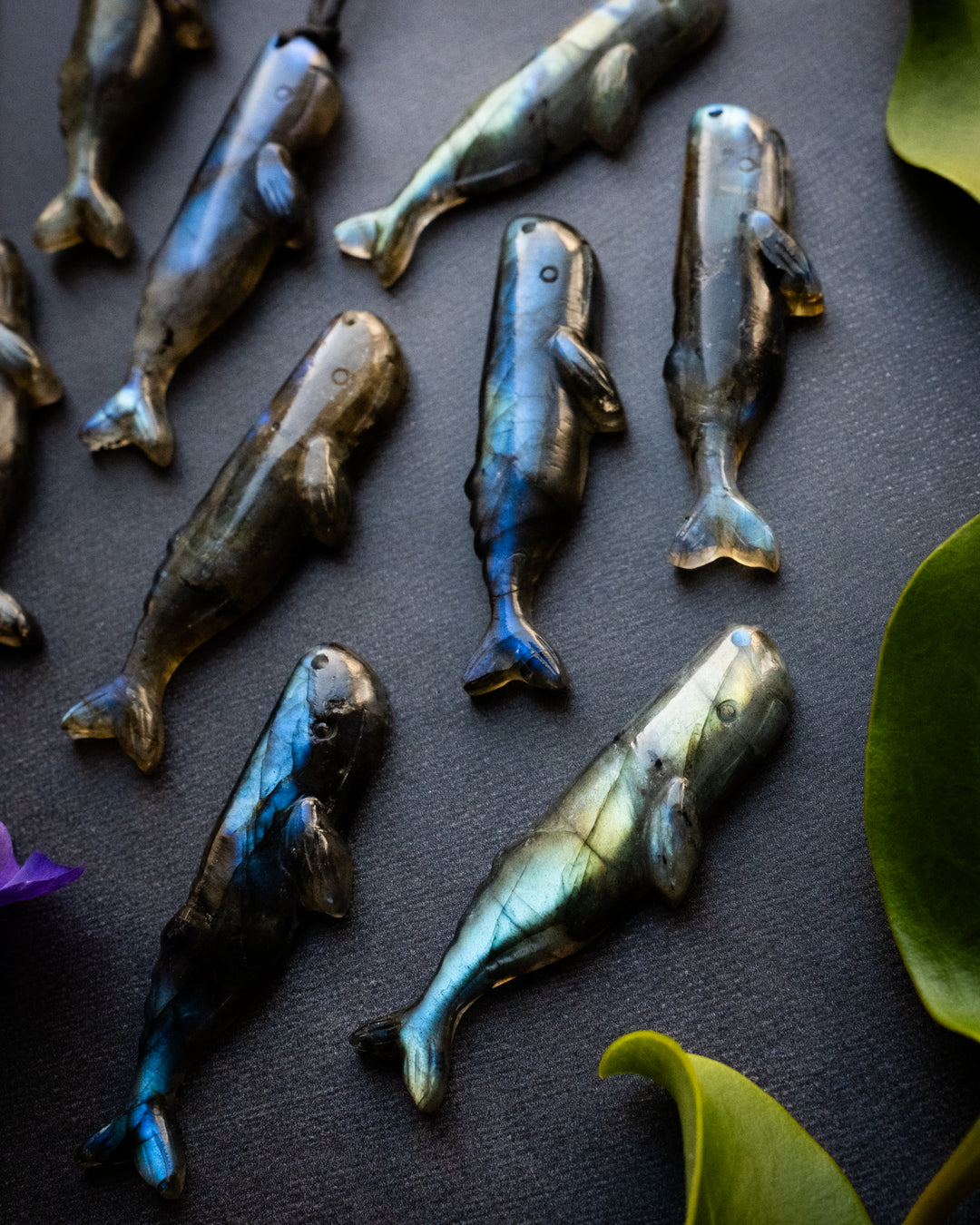 Labradorite Hand Carved Sperm Whale Necklace - The Healing Pear