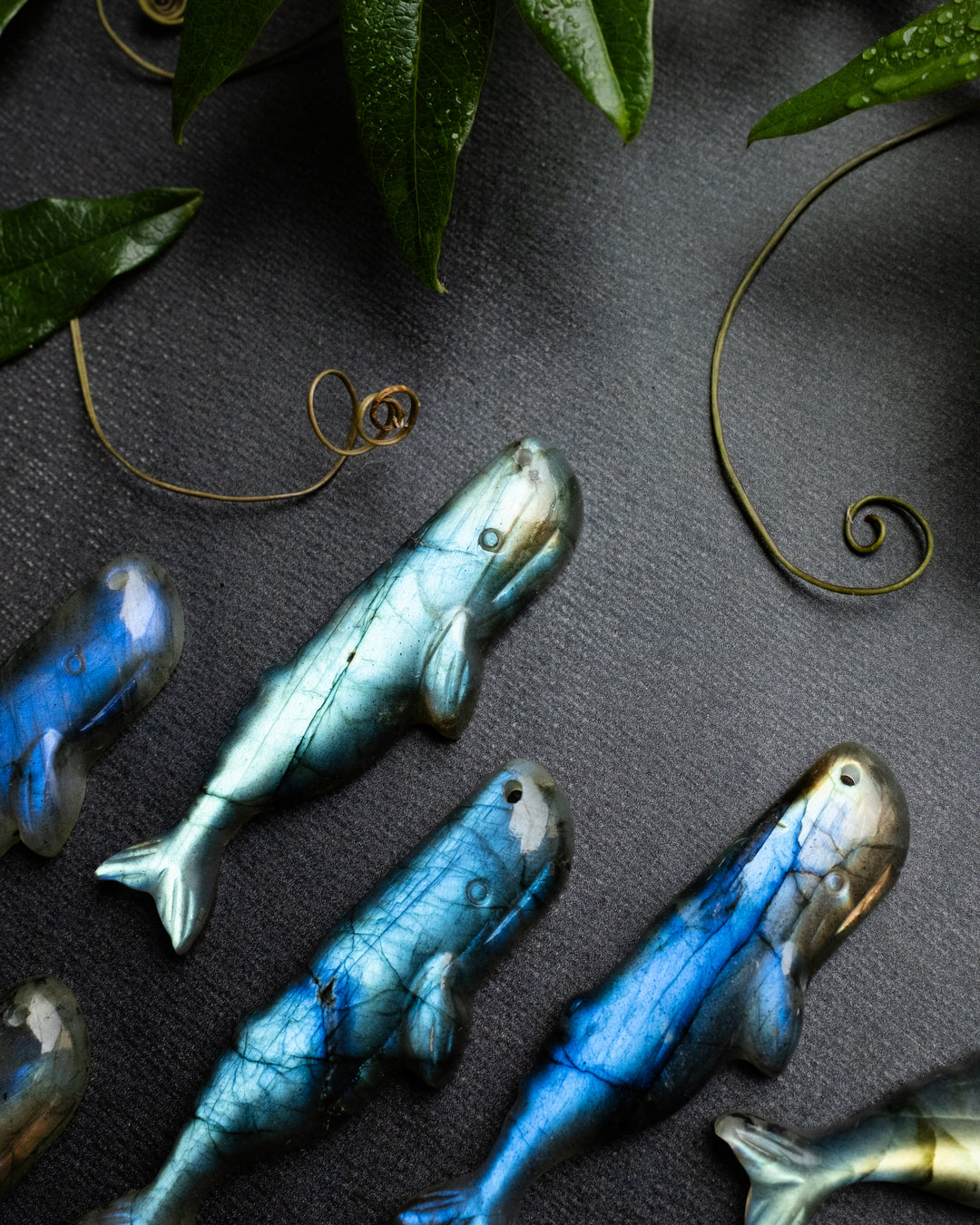 Labradorite Hand Carved Sperm Whale Necklace