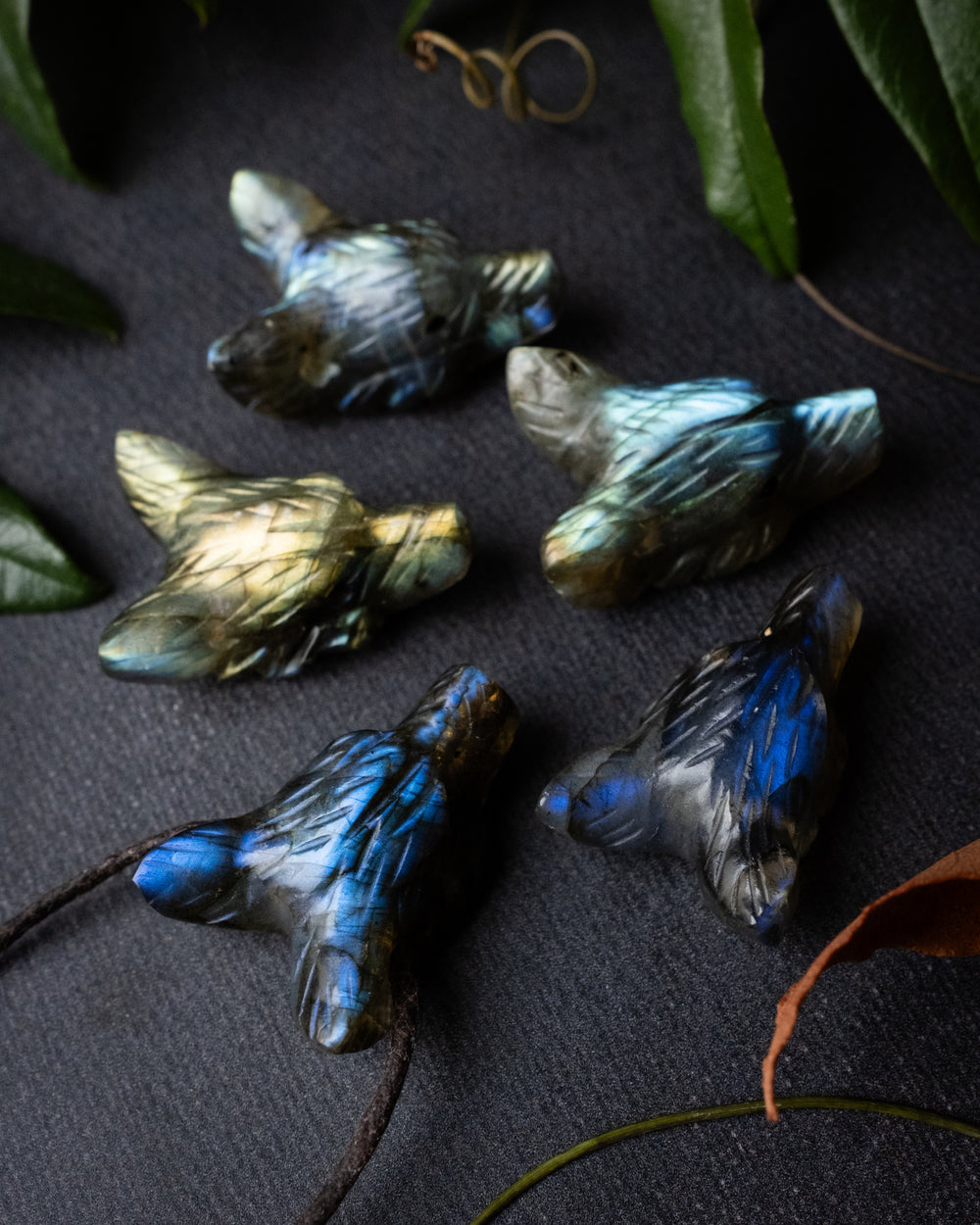 Small Labradorite Hand Carved Wolf Necklace