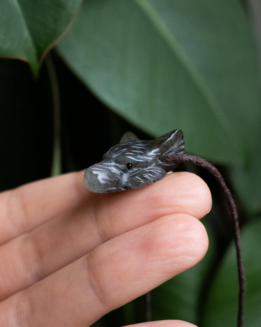 Small Labradorite Hand Carved Wolf Necklace - The Healing Pear