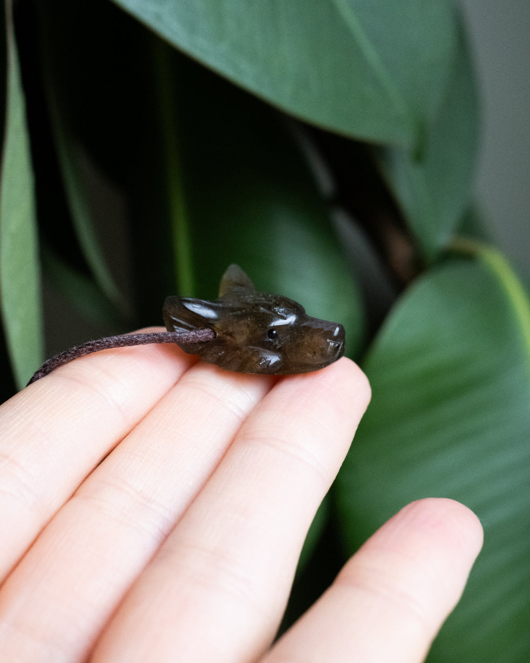 Small Labradorite Hand Carved Wolf Necklace - The Healing Pear