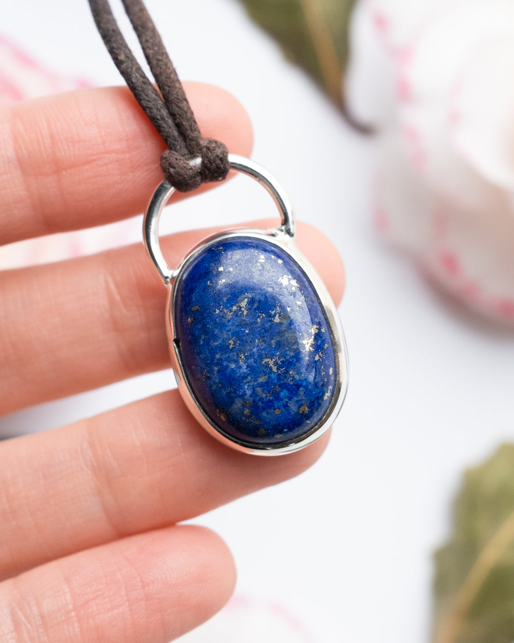 Lapis Lazuli Pebble Sterling Silver Necklace - The Healing Pear