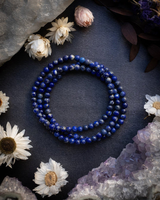 Lapis Lazuli Round Bead Bracelet 4mm