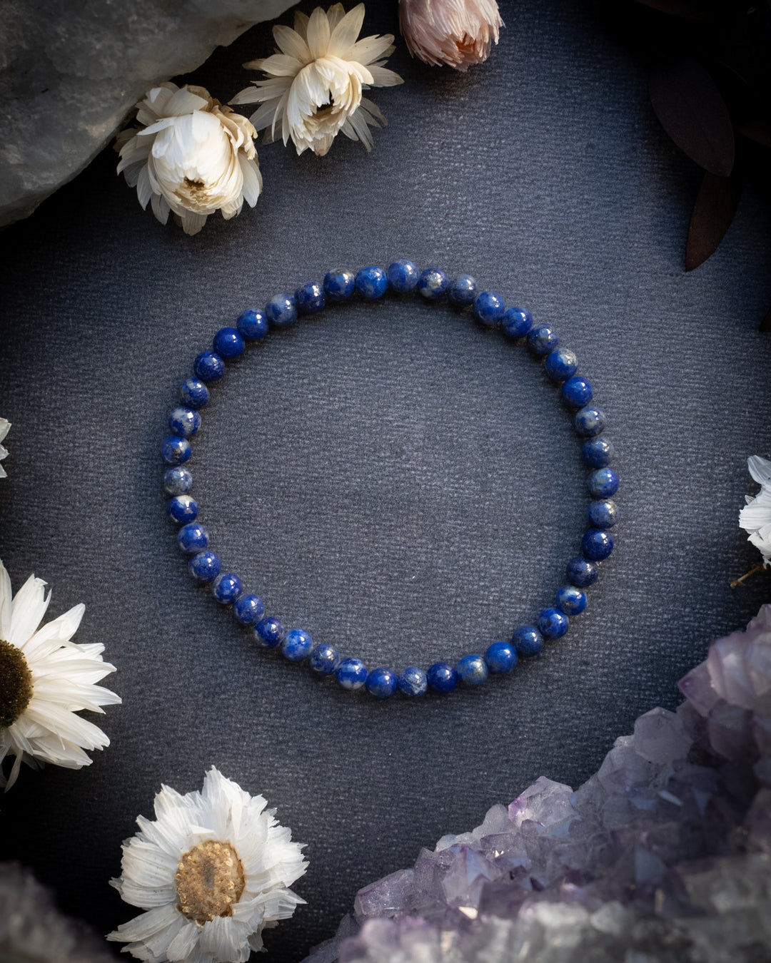 Lapis Lazuli Round Bead Bracelet 4mm