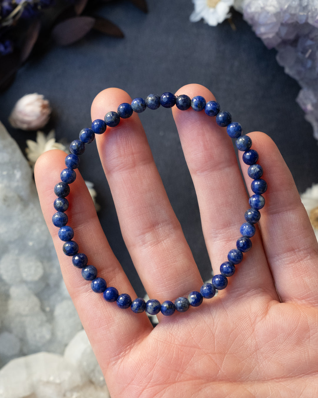 Lapis Lazuli Round Bead Bracelet 4mm