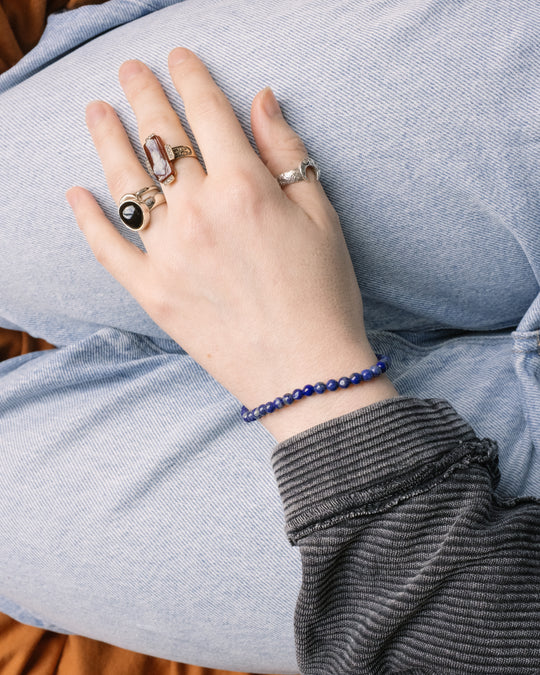 Lapis Lazuli Round Bead Bracelet 4mm