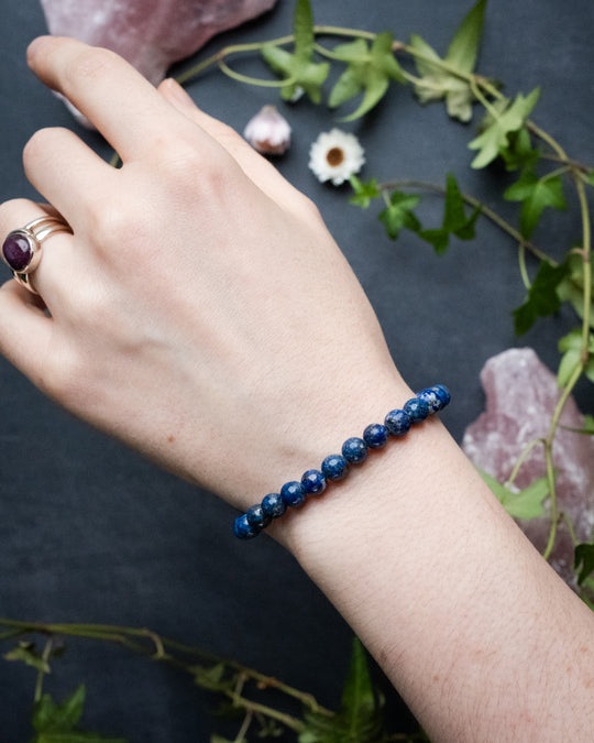 Lapis Lazuli Round Bead Bracelet 6mm - The Healing Pear