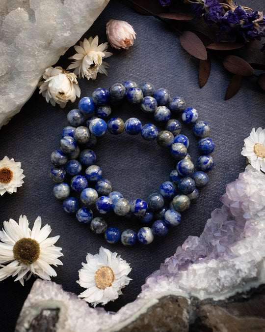 Lapis Lazuli Round Bead Bracelet 8mm