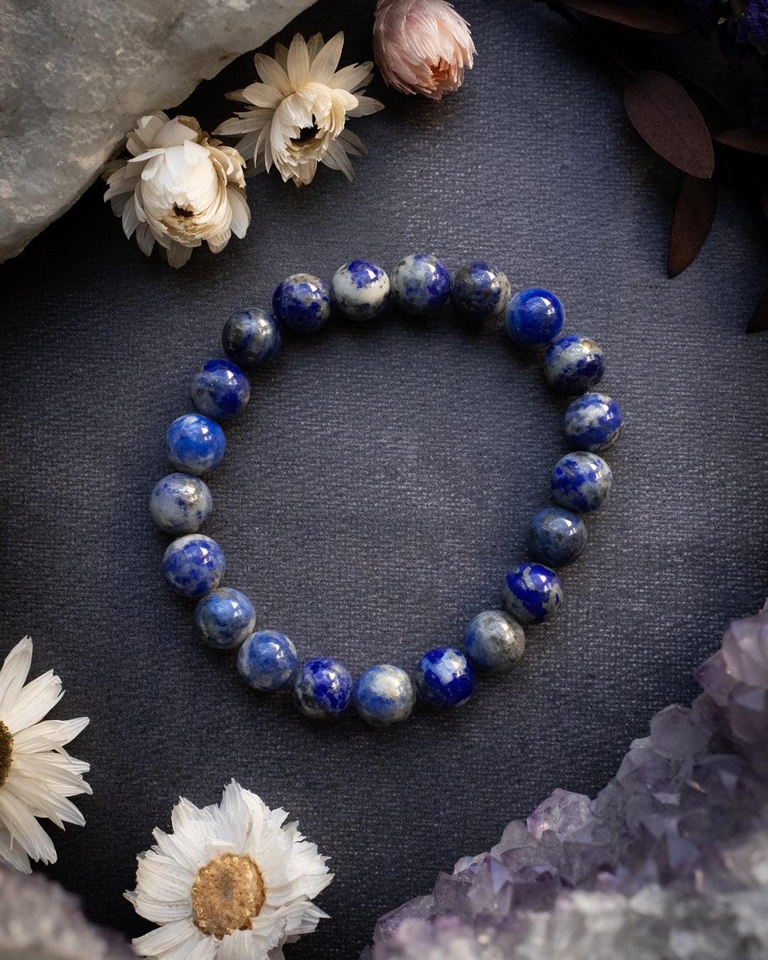 Lapis Lazuli Round Bead Bracelet 8mm