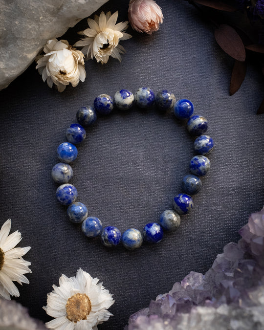 Lapis Lazuli Round Bead Bracelet 8mm