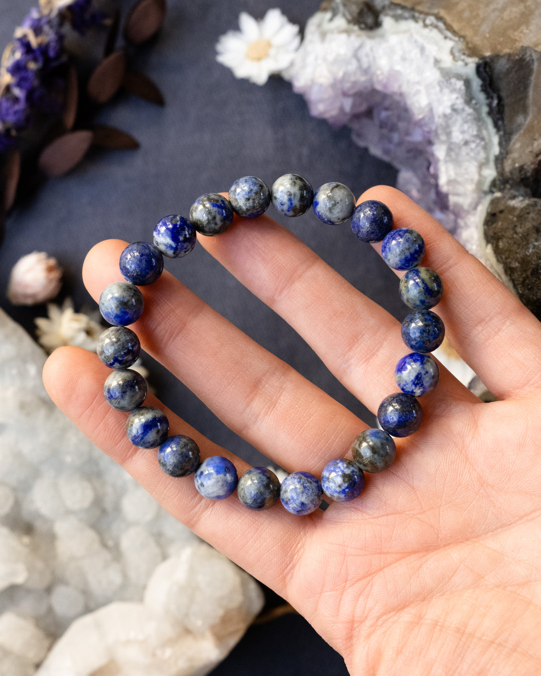 Lapis Lazuli Round Bead Bracelet 8mm