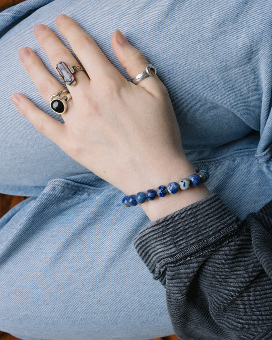 Lapis Lazuli Round Bead Bracelet 8mm