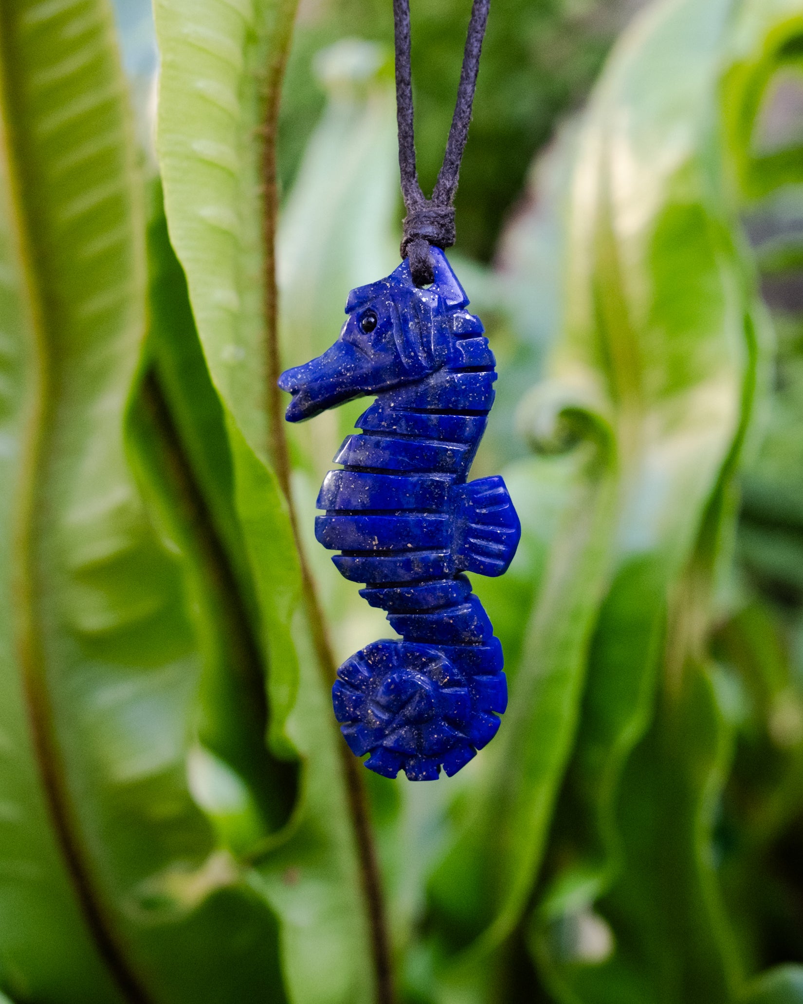 Lapis Lazuli Hand Carved Seahorse Necklace - The Healing Pear