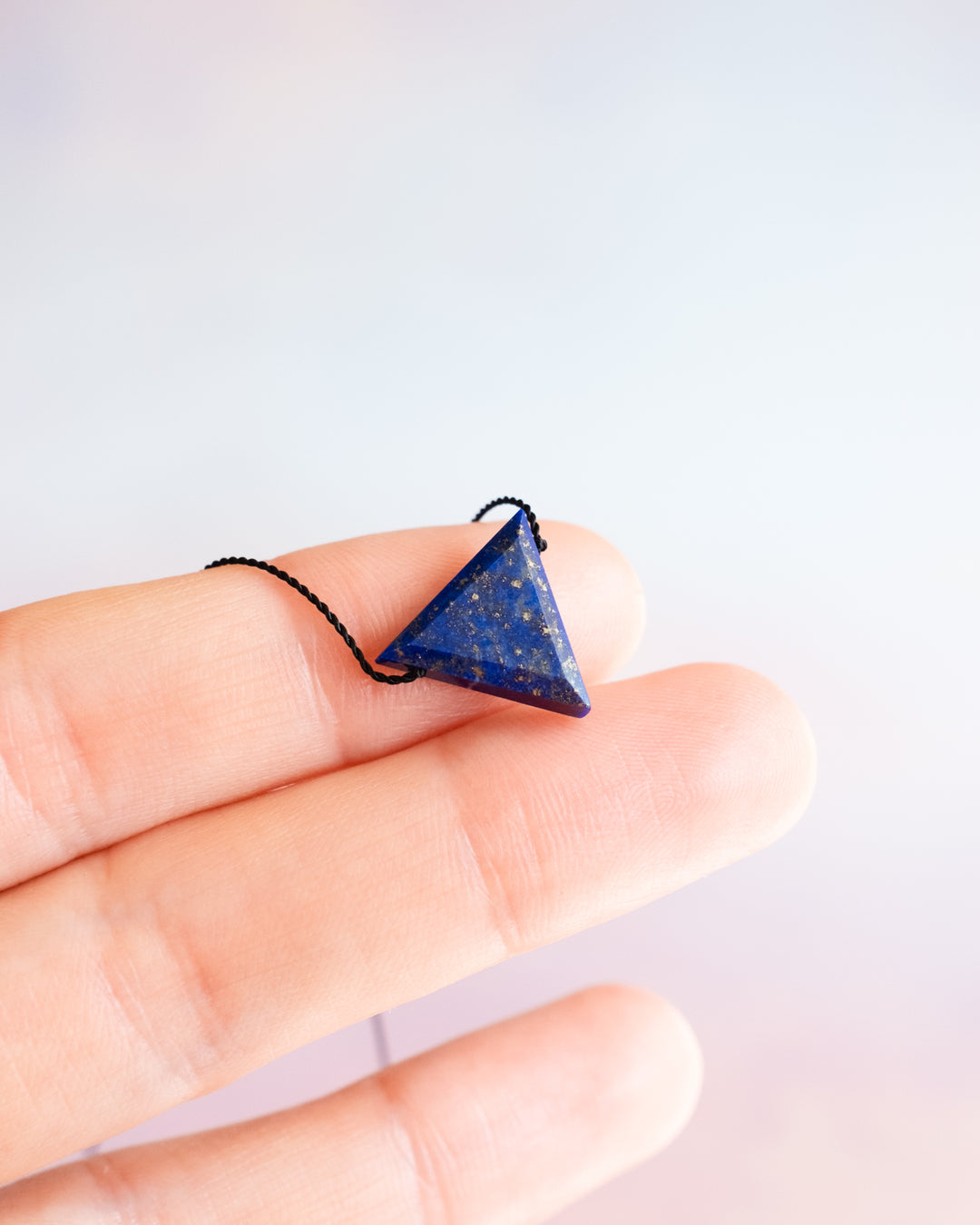 Lapis Lazuli Triangle Vegan Silk Necklace - The Healing Pear