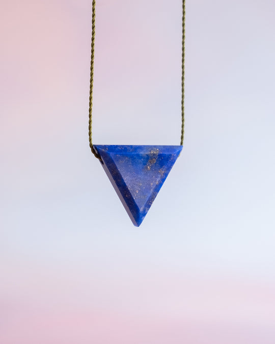 Lapis Lazuli Triangle Vegan Silk Necklace - The Healing Pear