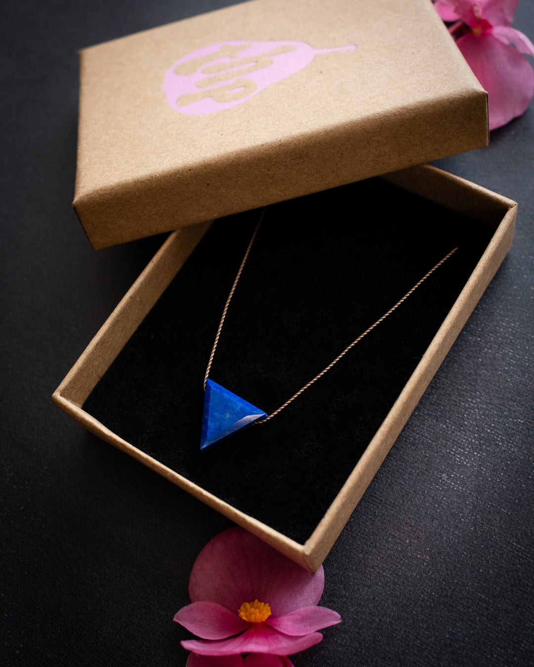 Lapis Lazuli Triangle Vegan Silk Necklace - The Healing Pear