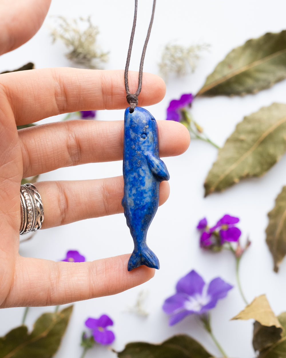 Lapis Lazuli Hand Carved Sperm Whale Necklace - The Healing Pear
