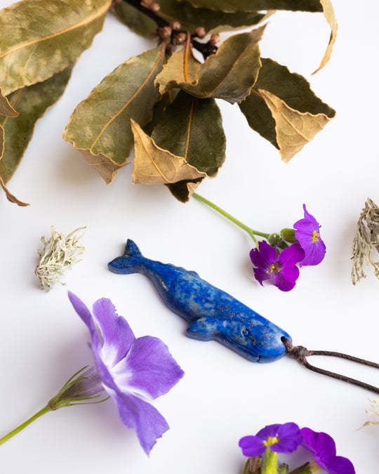 Lapis Lazuli Hand Carved Sperm Whale Necklace - The Healing Pear