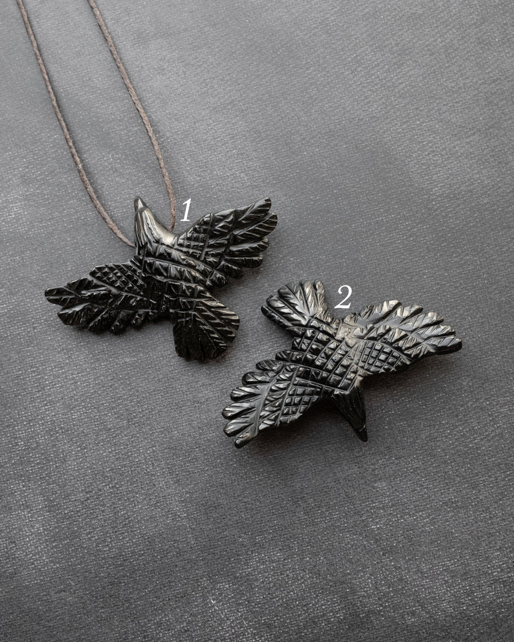 Large Obsidian Hand Carved Raven Necklace