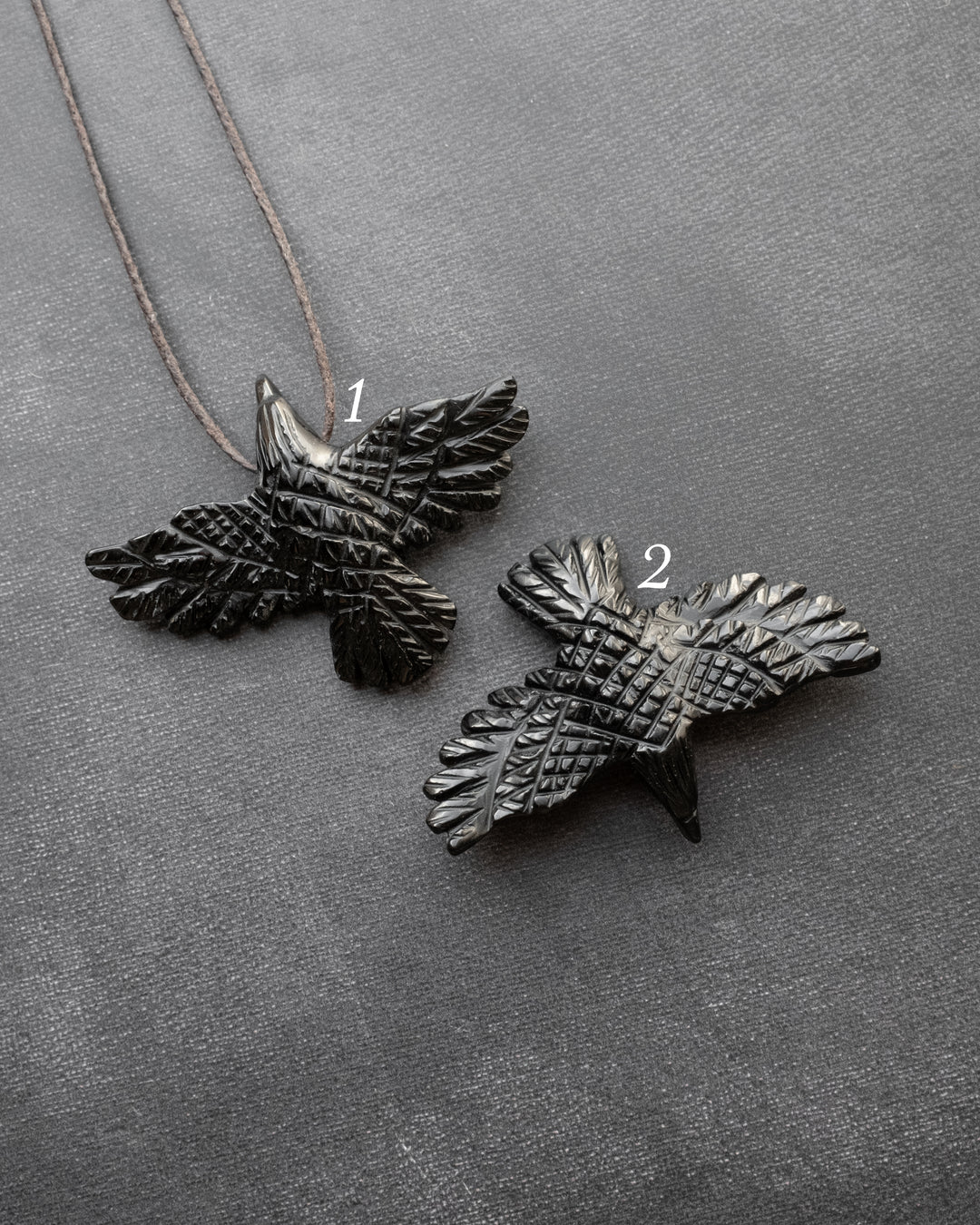 Large Obsidian Hand Carved Raven Necklace