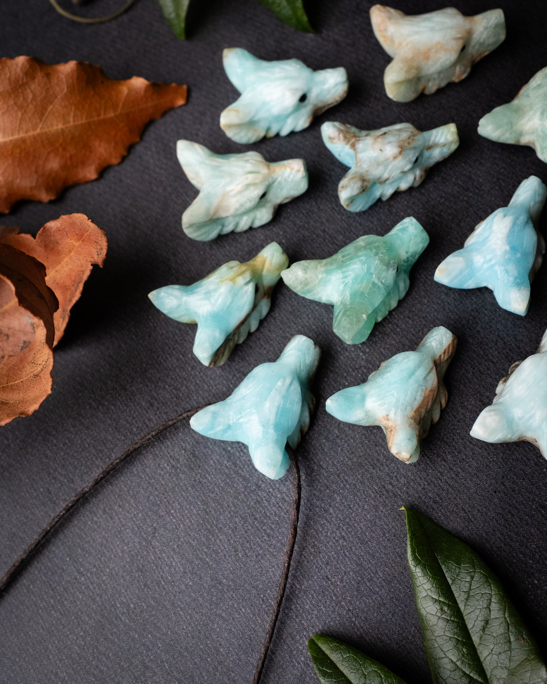 Small Larimar Hand Carved Wolf Necklace