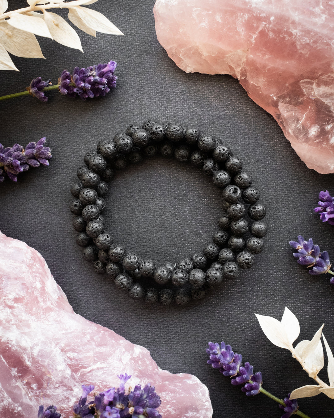 Lava Stone Round Bead Bracelet 6mm - The Healing Pear