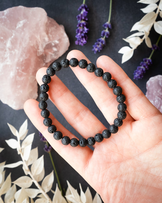 Lava Stone Round Bead Bracelet 6mm - The Healing Pear