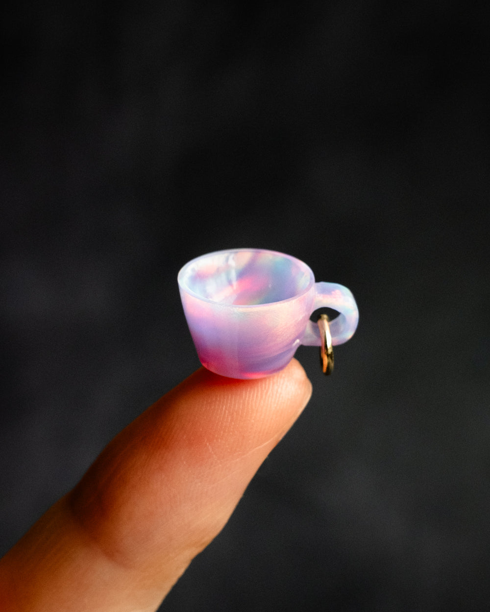 Lavender Aura Opal Hand Carved Mug Necklace - The Healing Pear