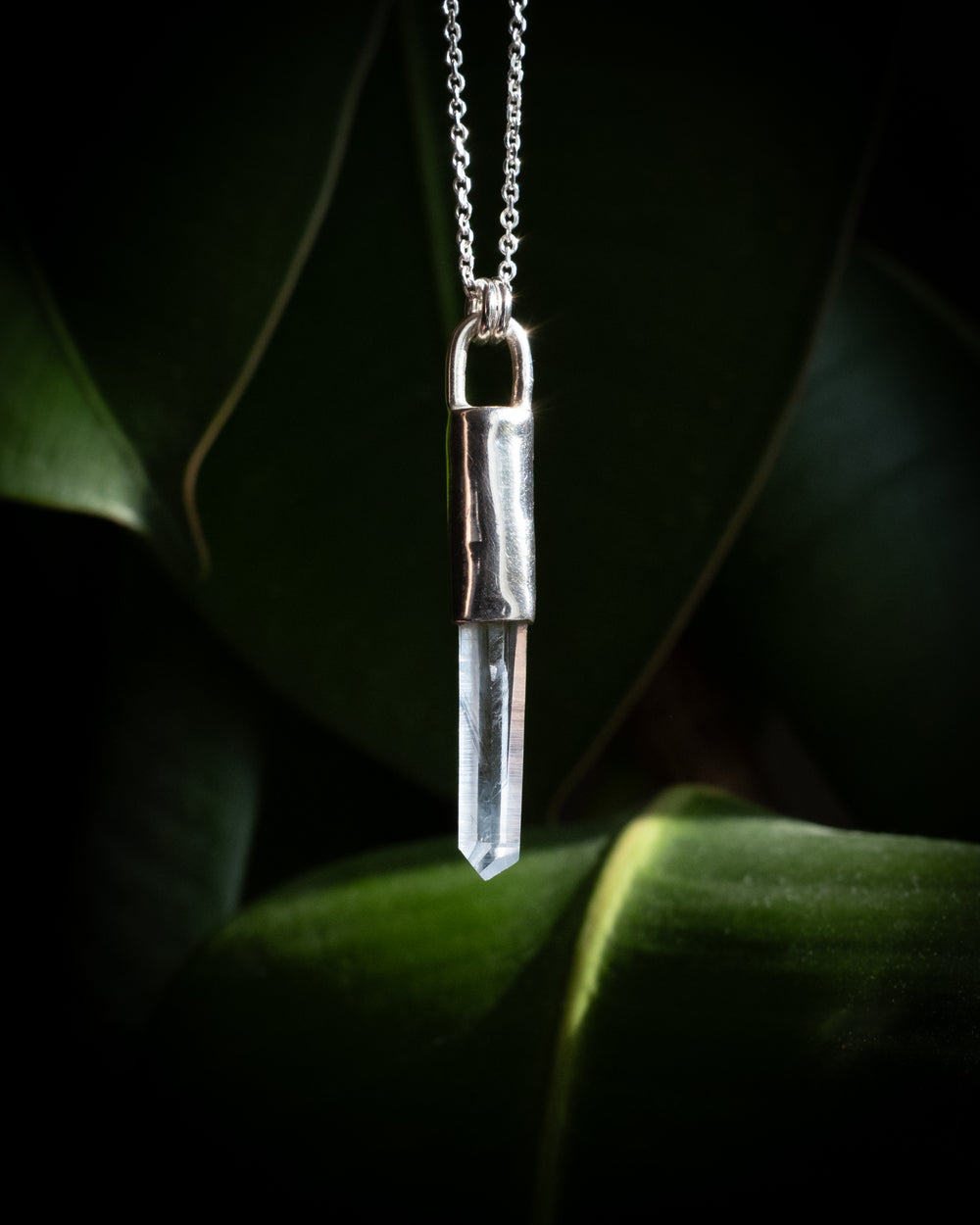 Lemurian Quartz Point Sterling Silver Necklace