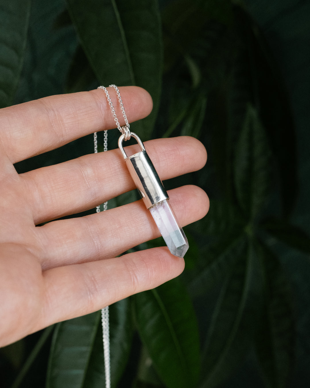 Lemurian Quartz Point Sterling Silver Necklace