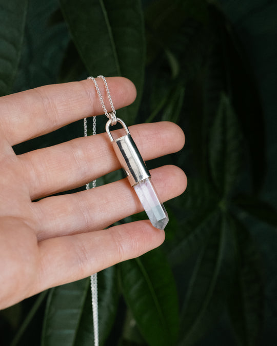 Lemurian Quartz Point Sterling Silver Necklace