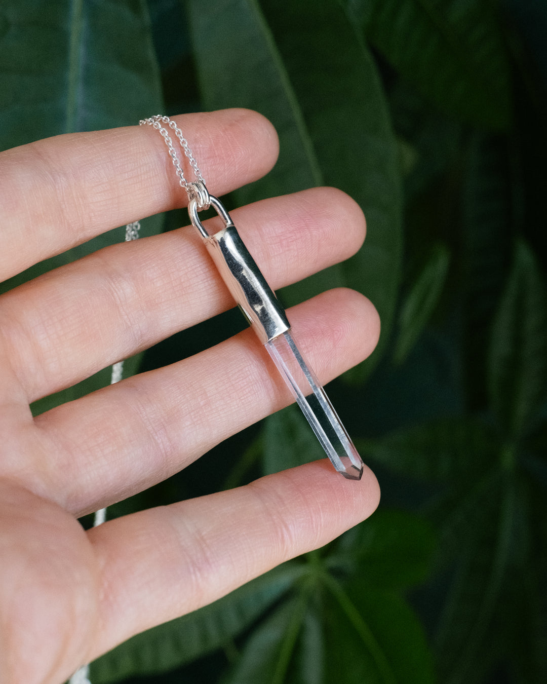 Lemurian Quartz Point Sterling Silver Necklace
